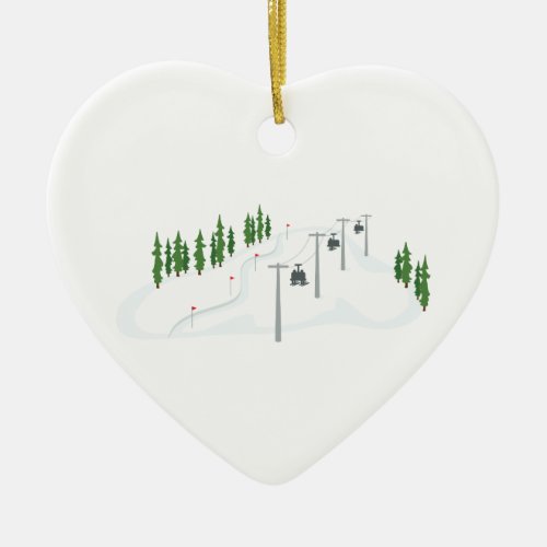 Ski Lift Ceramic Ornament