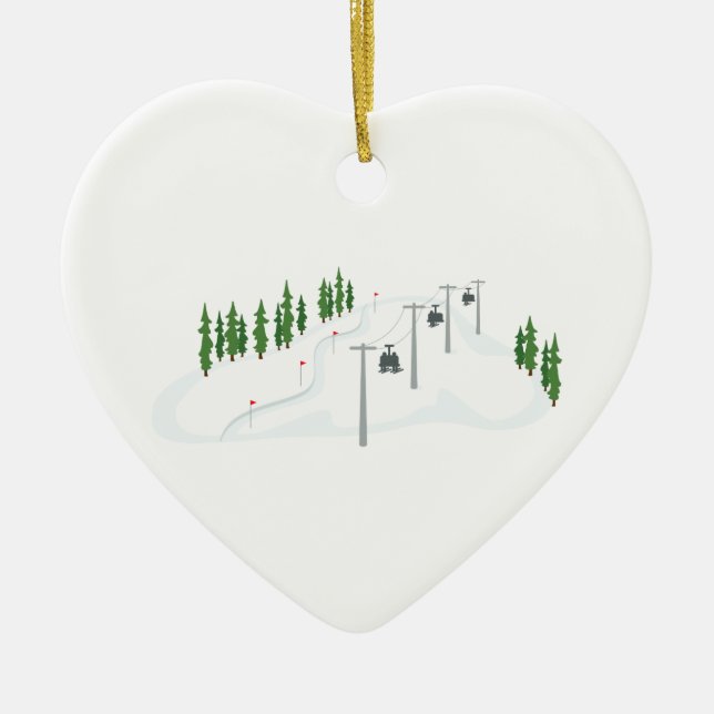 Ski Lift Ceramic Ornament (Front)