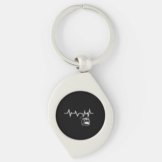 Ski Lift Heartbeat Skier Keychain (Front)