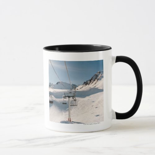 ski lift in sunny snowy landscape mug