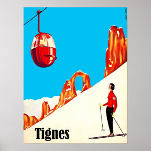 Ski lift in Tignes, France Poster