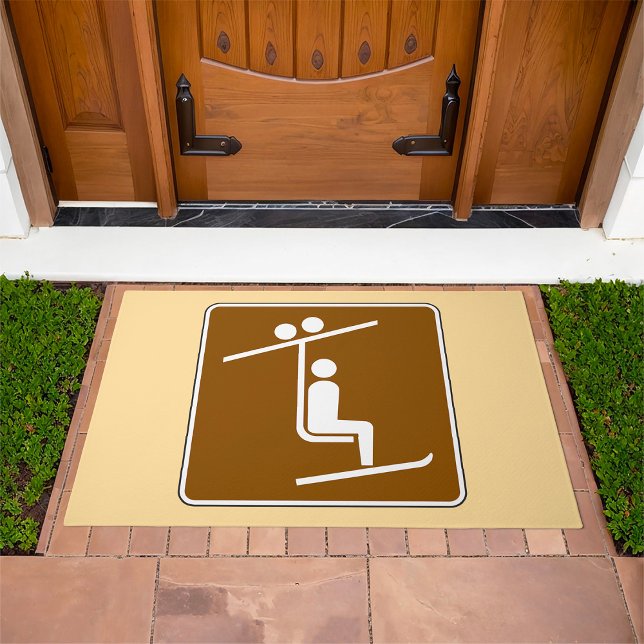 Ski Lift Symbol Rustic Winter Sports Icon Doormat (Creator Uploaded)