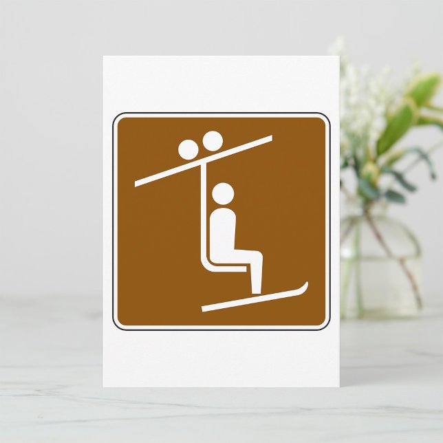 Ski Lift Symbol Rustic Winter Sports Icon Invitation (Creator Uploaded)