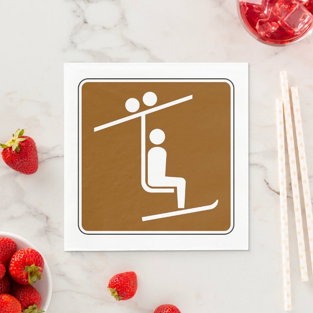 Ski Lift Symbol Rustic Winter Sports Icon Napkins (Creator Uploaded)