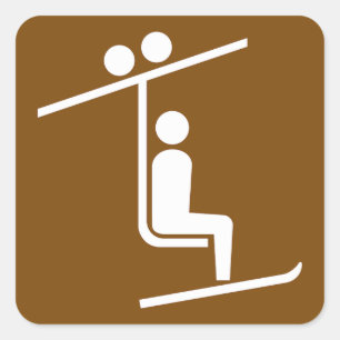 Ski Lift Symbol Rustic Winter Sports Icon Square Sticker