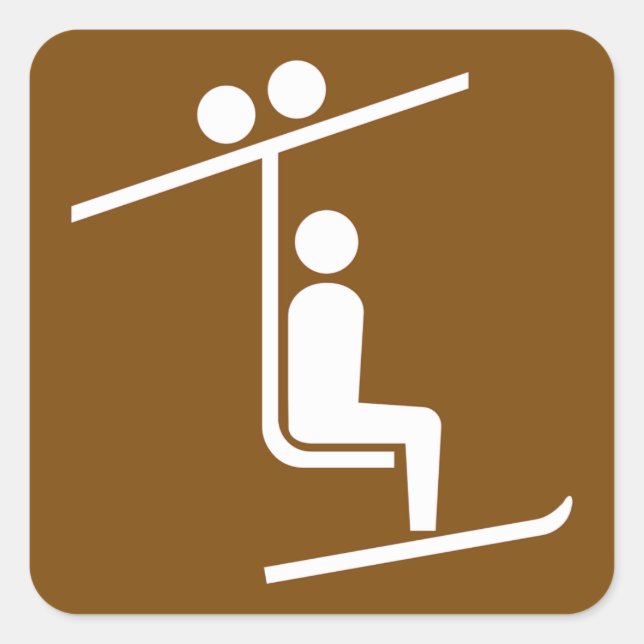 Ski Lift Symbol Rustic Winter Sports Icon Square Sticker (Front)