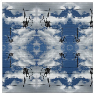 Ski Lifts and Cloudy Sky Photo Fabric