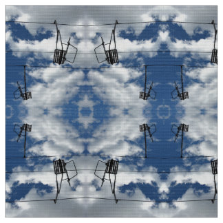 Ski Lifts and Cloudy Sky Photo Fabric