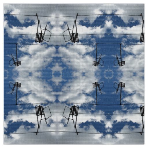 Ski Lifts and Cloudy Sky Photo Fabric