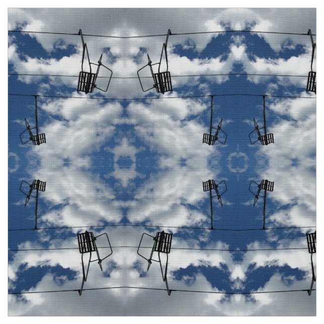 Ski Lifts and Cloudy Sky Photo Fabric (Swatch)