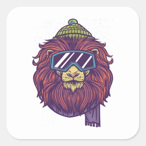 SKI LION SQUARE STICKER