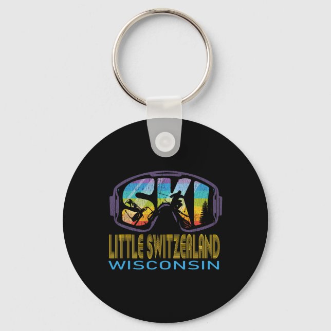 Ski Little Switzerland Wisconsin Skiing Vacation  Keychain (Front)