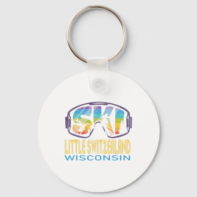 Ski Little Switzerland Wisconsin Skiing Vacation  Keychain (Front)