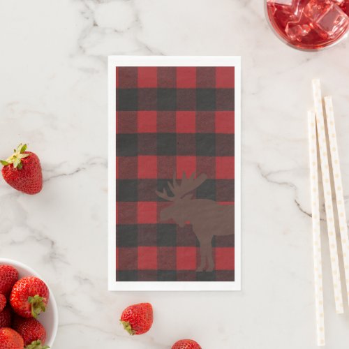 Ski Lodge Moose Plaid Holiday Party Paper Guest Towels
