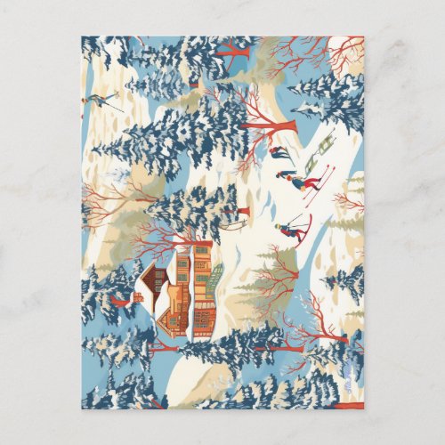 ski lodge snow mountain postcards