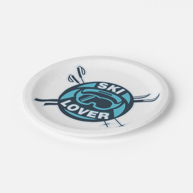 Ski Lover Gift Idea for Skiers Paper Plates (Angled)