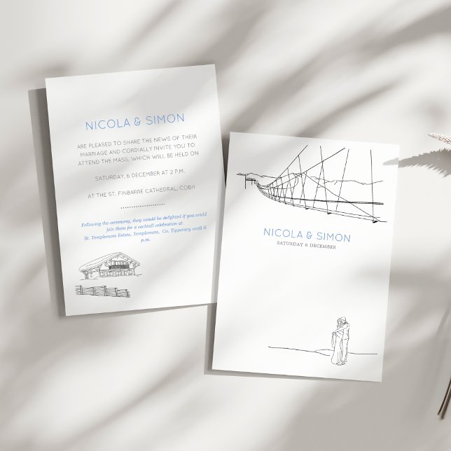 Ski Loving Couple In Love Snow Mountaintops Bridge Invitation (Creator Uploaded)