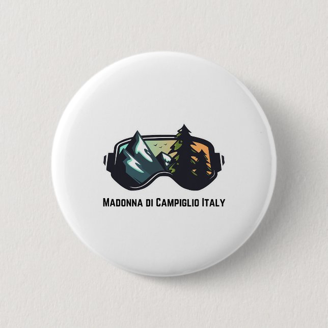 Ski Madonna Di Campiglio Italy Mountain Skiing T M Button (Front)