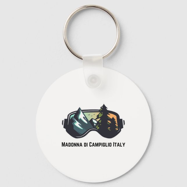 Ski Madonna Di Campiglio Italy Mountain Skiing T M Keychain (Front)