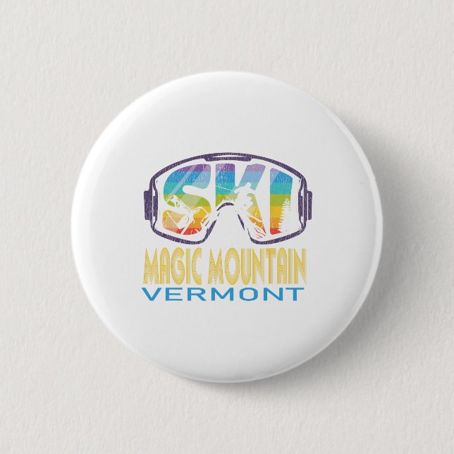 Ski Magic Mountain Vermont Skiing Vacation  Button (Front)
