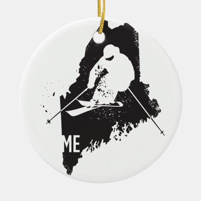Ski Maine Ceramic Ornament (Front)