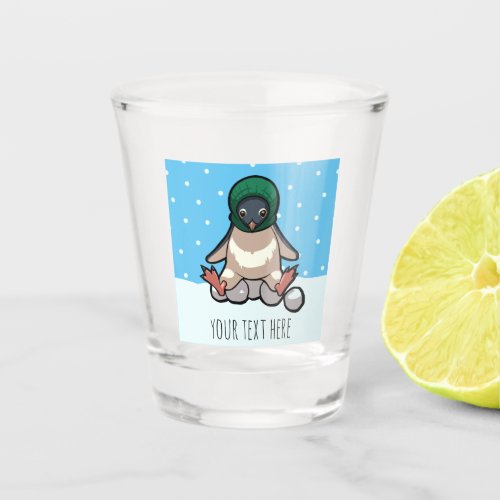 Ski Mask Penguin Christmas Snowballs Cartoon Shot Glass