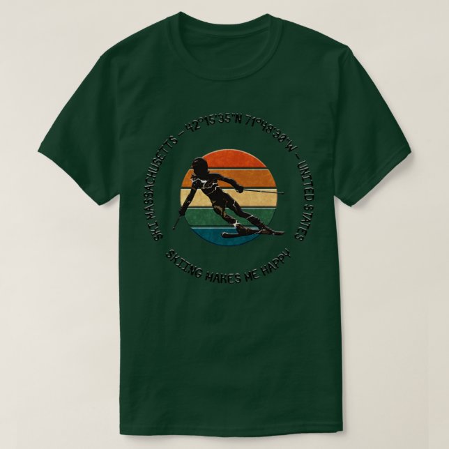 Ski Massachusetts The United States of America T-Shirt (Design Front)