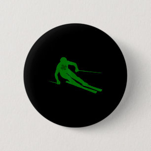 Ski men women kids st patrick's day lucky skiing button
