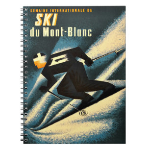 Ski Mont Blanc 1951 Vintage French Skiing Poster Notebook