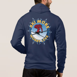 Ski More Worry Less Skiing Quote Hoodie