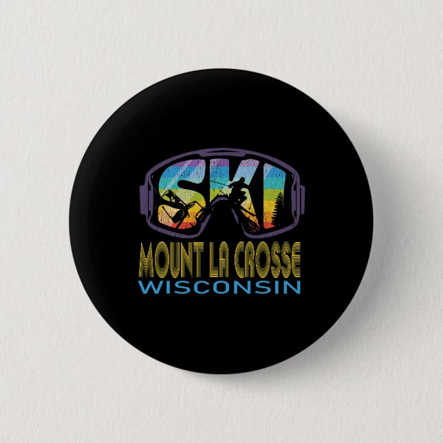 Ski Mount La Crosse Wisconsin Skiing Vacation  Button (Front)