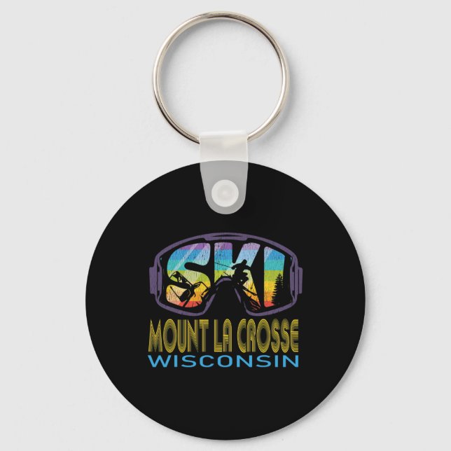 Ski Mount La Crosse Wisconsin Skiing Vacation  Keychain (Front)