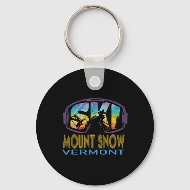 Ski Mount Snow Vermont Skiing Vacation  Keychain (Front)