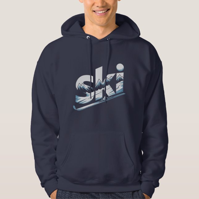 Ski Mountain Graphic Hoodie – Winter Adventure Ski (Front)