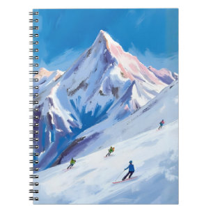 Ski Mountain Slopes Winter Watercolor Notebook