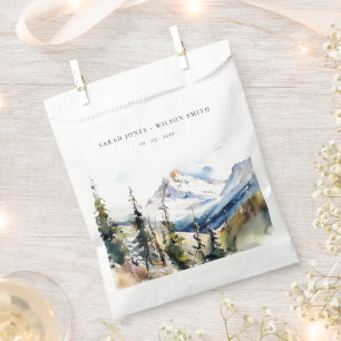 Ski Mountain Telluride Colorado Watercolor Wedding Favor Bag