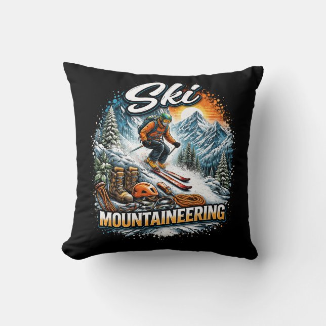 Ski Mountaineering Throw Pillow (Front)
