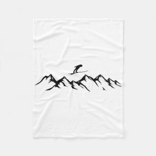 Ski Mountains Skier Alpine Skiing Fleece Blanket