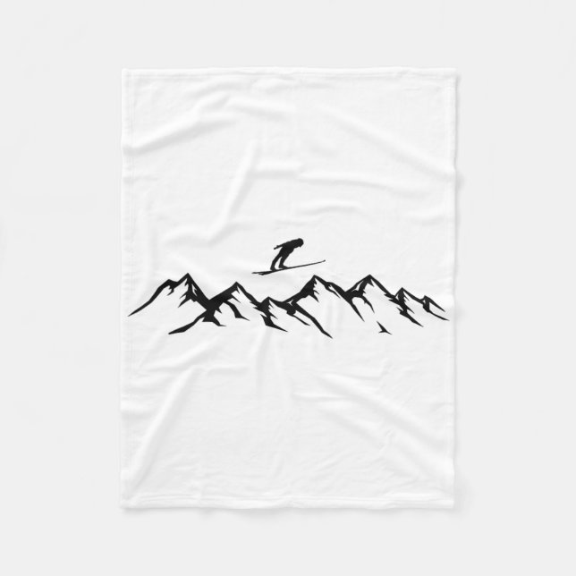Ski Mountains Skier Alpine Skiing  Fleece Blanket (Front)
