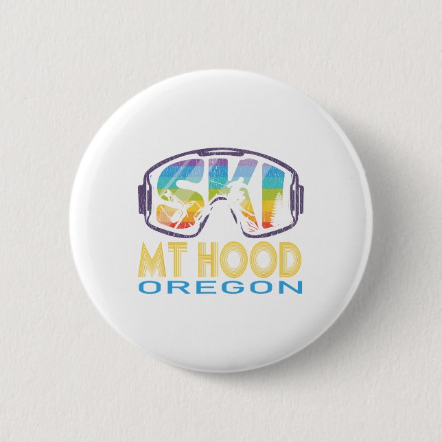 Ski Mt Hood Oregon Skiing Vacation  Button (Front)