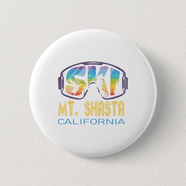 Ski Mt Shasta California Skiing Vacation  Button (Front)