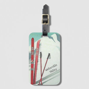 Ski New Hampshire Waterville Valley Vintage Art Luggage Tag