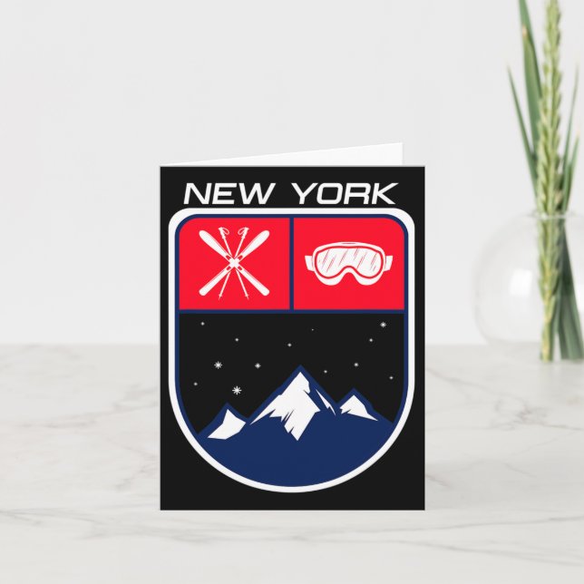Ski New York Mountain Skiing Trail Skier Goggle Po Card (Front)