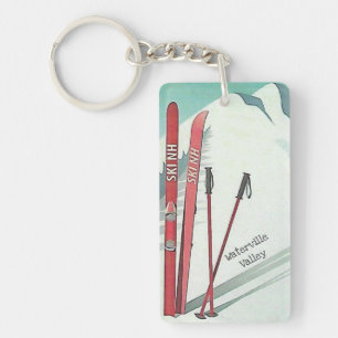 Ski NH Waterville Valley Vintage Ski Illustration Keychain