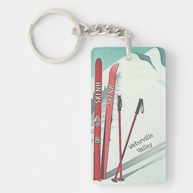 Ski NH Waterville Valley Vintage Ski Illustration Keychain (Front)