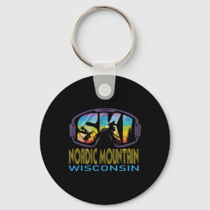 Ski Nordic Mountain Wisconsin Skiing Vacation Keychain