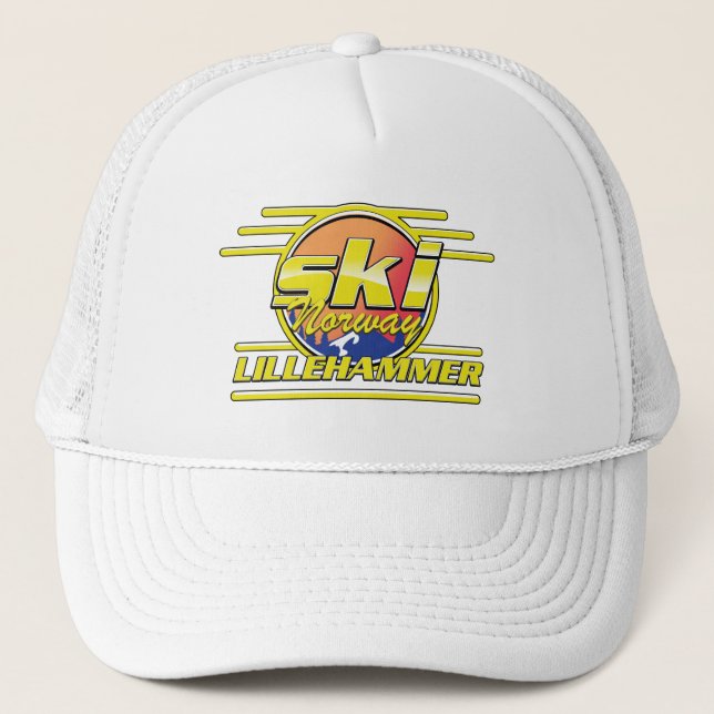 Ski Norway Lillehammer 80s vibe Trucker Hat (Front)