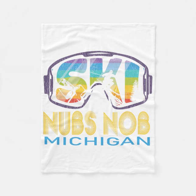 Ski Nubs Nob Michigan Skiing Vacation  Fleece Blanket (Front)