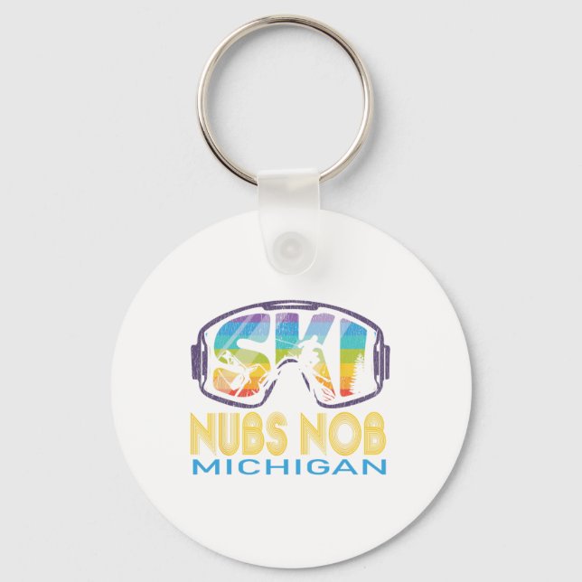 Ski Nubs Nob Michigan Skiing Vacation  Keychain (Front)