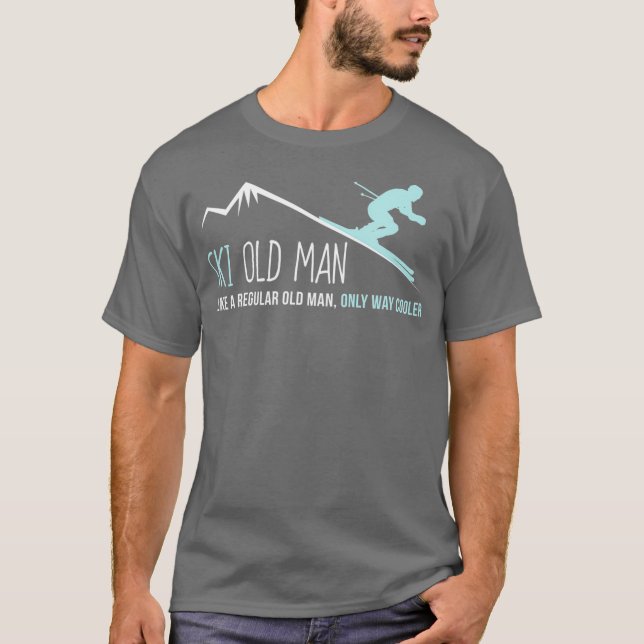 Ski Old Man Funny Cute Winter Skiing Gift T-Shirt (Front)